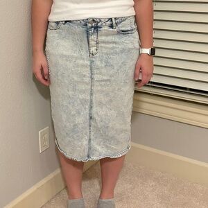 Light Wash Denim Pencil Skirt